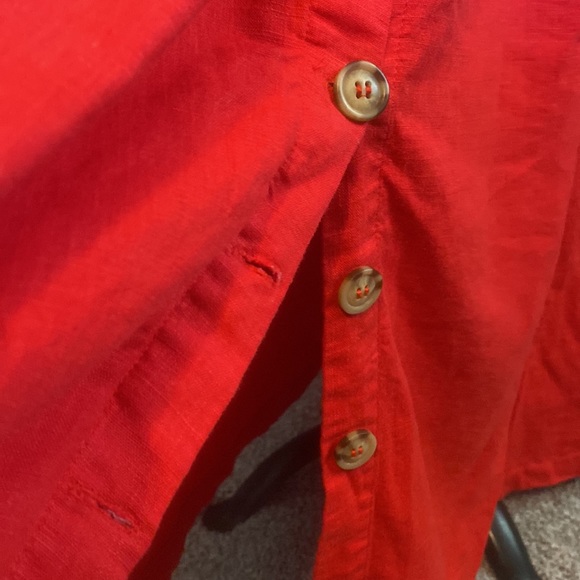 Buffalo David Bitton Red Button Up Linen MIDI Dress size xl - Picture 7 of 10